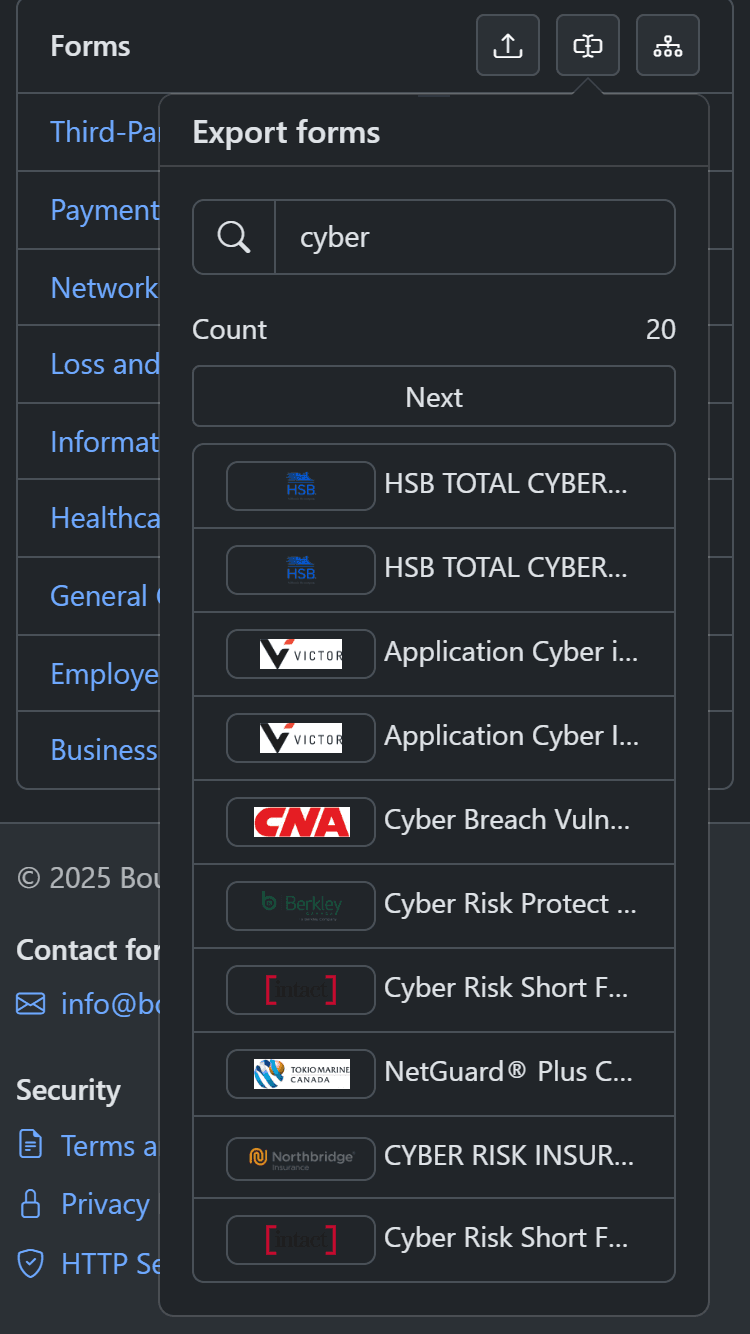 To insurer forms instantly